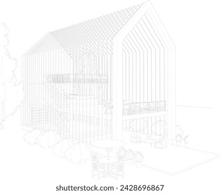 3D illustration of coffee shop