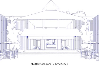 3D illustration of coffee shop