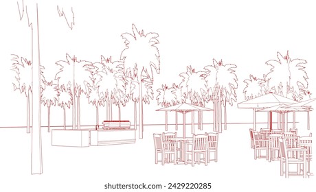 3D illustration of coffee shop