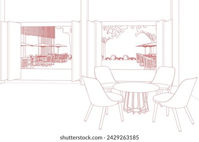 3D illustration of coffee shop