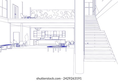 3D illustration of coffee shop