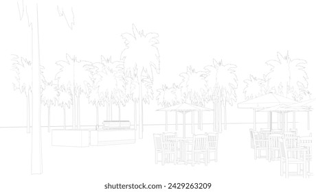 3D illustration of coffee shop