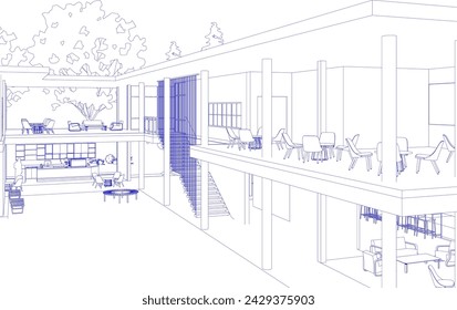 3D illustration of coffee shop