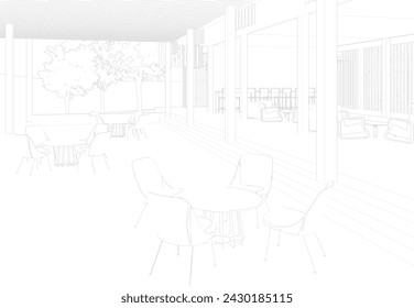 3D illustration of coffee shop