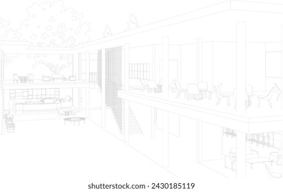 3D illustration of coffee shop