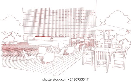 3D illustration of coffee shop