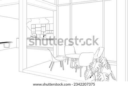 3D illustration of coffee shop