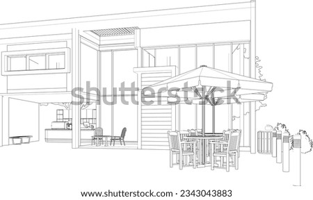 3D illustration of coffee shop