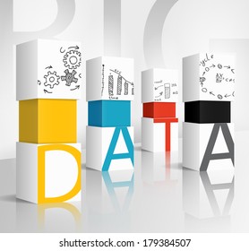 3d illustration concept: data
