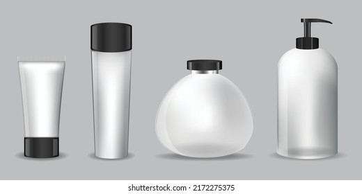 3d Illustration Cosmetic Bottle Mock up Blank Template Collection Set  