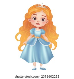 Ilustración en 3D de una linda muñeca princesa con un hermoso vestido, corona y hermosa cara. princesa mágica, perfecta para temas de cuento de hadas. El carácter está aislado No se genera IA.