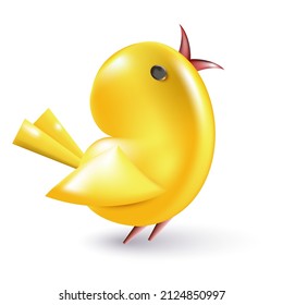 3d illustration of cute yellow bird. Animal characters isolated on white background.
