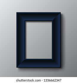 3d illustration dark blue frame on white wall