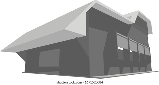 3D illustration of dark tone warehouse