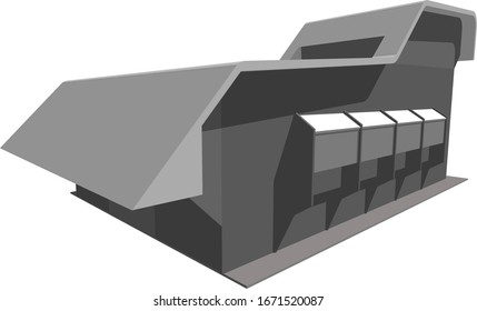 3D illustration of dark tone warehouse
