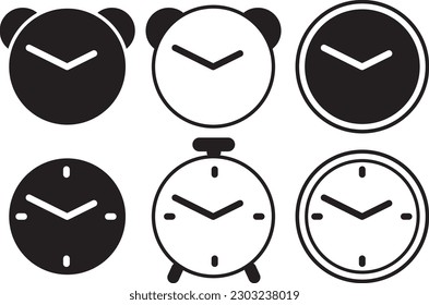 3d illustration of date time O'clock  black and white version, icon, sign, symbol