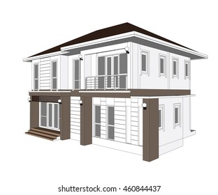 3D illustration design plan home isolated white background