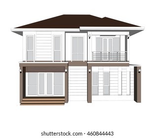 3D illustration design plan home isolated white background