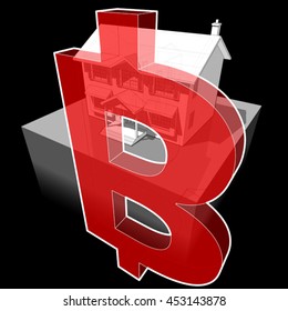 3d illustration of diagram of a classic colonial house and dollar currency sign 