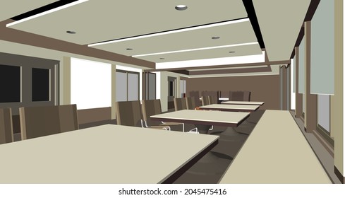 3D illustration of dinning area