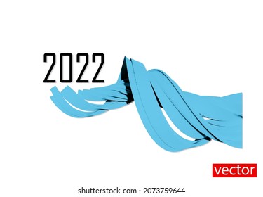 3d illustration. Drawing on a white background in a minimalist, strict style. The symbol of the year 2022. Wave of fabric in stylized form. Vector