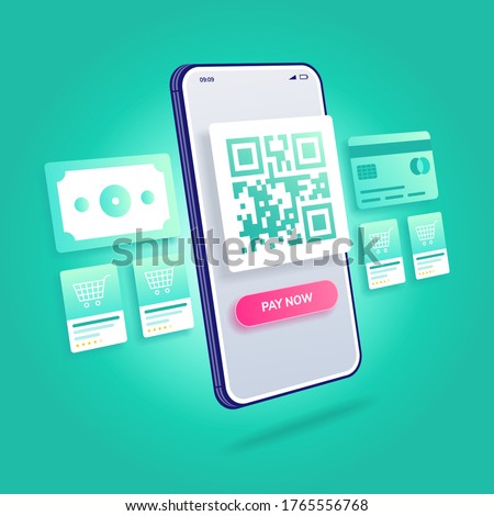 3d Illustration E-Commerce Online Shopping Qr Code Payment Mobile Application Premium Vector