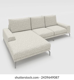 3d illustration of an elongated white sofa