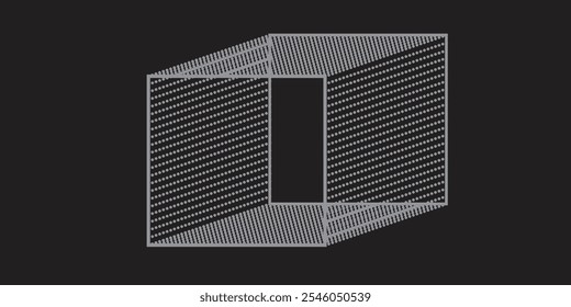 3D Illustration eines leeren Würfels oder Totems gepunktete Anzeige für Point-of-Sale-Aktion. mit schwarzem Hintergrund

