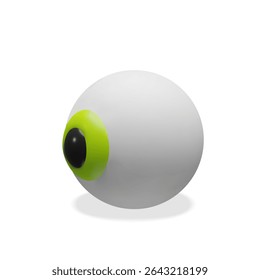 3D illustration of a eyeball with visible red blood vessels. Stylized anatomy element for educational, healthcare, and ophthalmology-related visual content.