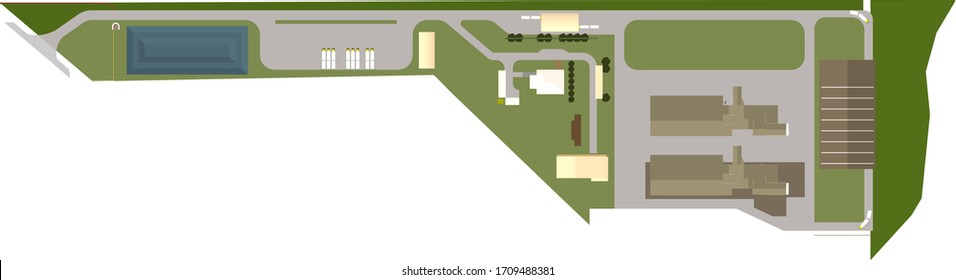 3D illustration of factory layout