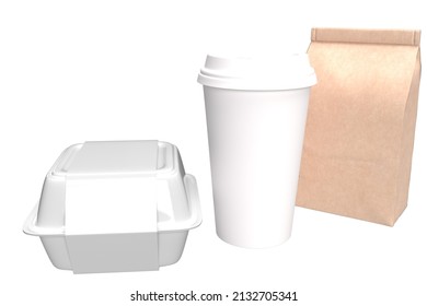 3D Illustration - Fast food menu boxes.