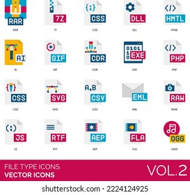 3D Illustration File Types Icons set consist of BAT, OTF, TTF, BIN, ICO, MIDI, PAGES, KEY, NUMBERS, SUB, SYS,  DAT