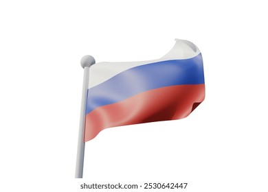 3D-Illustration Fliegende russische Flagge Hintergrund auf Weiß