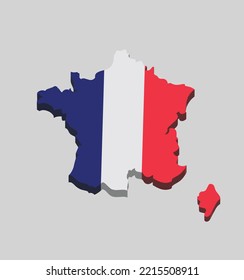 3d illustration of france flag and map. international 3d flags. France map with flag