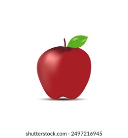 Ilustración 3D manzana roja fresca aislada sobre fondo blanco