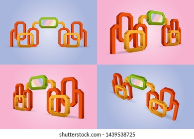 3d illustration gate entrance exhibition digital futuristic style with blank space for logo company. Vector editable isolated.