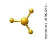 3d illustration of a glossy molecule with golden atoms. Presents key concepts for the development of medicine and understanding of genetic structures.