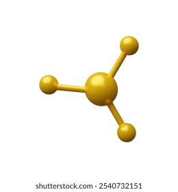 Ilustración 3D de una molécula brillante con átomos de oro. Presenta conceptos clave para el desarrollo de la medicina y la comprensión de las estructuras genéticas.