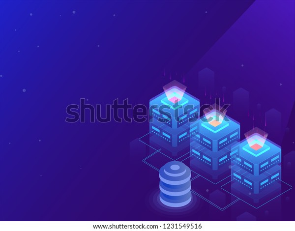 3d Illustration Glowing Local Servers Connected Stock Vector (Royalty ...