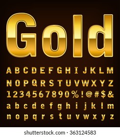 3d Illustration Of Gold Font Set 