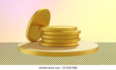 3D illustration of golden coin