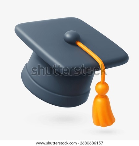 3D illustration of a graduation cap symbolizing education, learning, university success, academic achievement, and knowledge growth for students.
