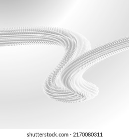 3d illustration of grey and white colored abstract wavy lines background.