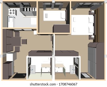 3D illustration of guest house plan