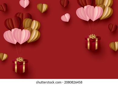 3D illustration of heart craft and gift box