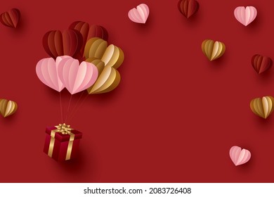 3D illustration of heart craft and gift box