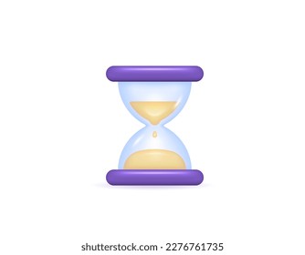 3D illustration of an hourglass. timer tool. symbols or icons. 3D concept design and realistic. vector elements. white background