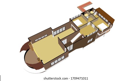 Ilustración 3D del plan de vivienda en perspectiva