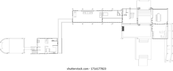 Ilustración 3D de la carcasa en el marco alambrado - perspectiva vectorial