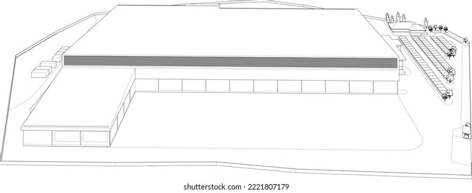 3D illustration of industrial building